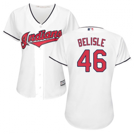 Women's Majestic Cleveland Guardians #46 Matt Belisle Replica White Home Cool Base MLB Jersey