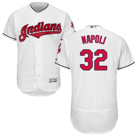 Men's Majestic Cleveland Guardians #32 Mike Napoli White Home Flex Base Authentic Collection MLB Jersey
