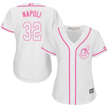Women's Majestic Cleveland Guardians #32 Mike Napoli Authentic White Fashion Cool Base MLB Jersey