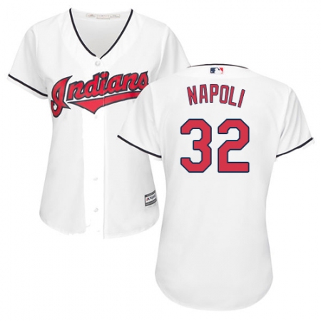 Women's Majestic Cleveland Guardians #32 Mike Napoli Authentic White Home Cool Base MLB Jersey