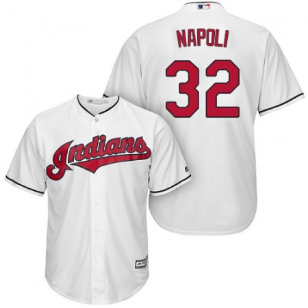 Youth Majestic Cleveland Guardians #32 Mike Napoli Authentic White Home Cool Base MLB Jersey