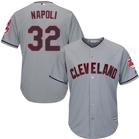 Youth Majestic Cleveland Guardians #32 Mike Napoli Replica Grey Road Cool Base MLB Jersey