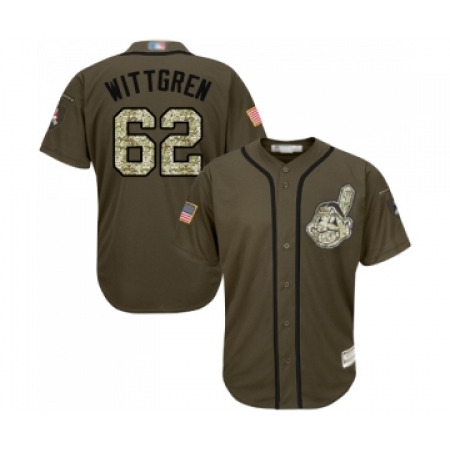 Men's Cleveland Guardians #62 Nick Wittgren Authentic Green Salute to Service Baseball Jersey