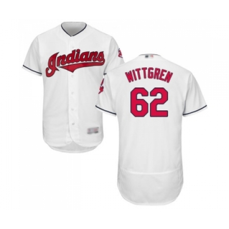 Men's Cleveland Guardians #62 Nick Wittgren White Home Flex Base Authentic Collection Baseball Jersey