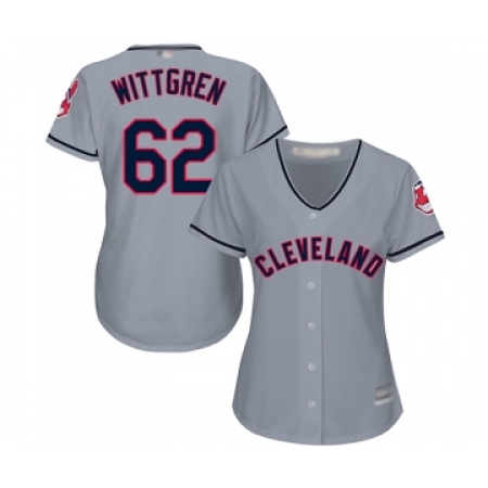 Women's Cleveland Guardians #62 Nick Wittgren Replica Grey Road Cool Base Baseball Jersey