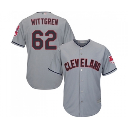 Youth Cleveland Guardians #62 Nick Wittgren Replica Grey Road Cool Base Baseball Jersey