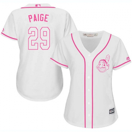 Women's Majestic Cleveland Guardians #29 Satchel Paige Replica White Fashion Cool Base MLB Jersey