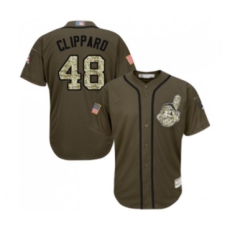 Men's Cleveland Guardians #48 Tyler Clippard Authentic Green Salute to Service Baseball Jersey