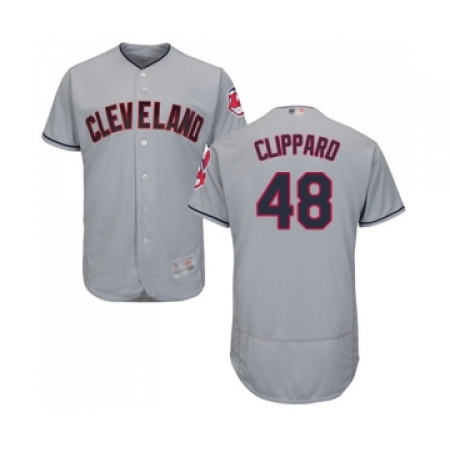 Men's Cleveland Guardians #48 Tyler Clippard Grey Road Flex Base Authentic Collection Baseball Jersey