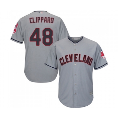 Men's Cleveland Guardians #48 Tyler Clippard Replica Grey Road Cool Base Baseball Jersey