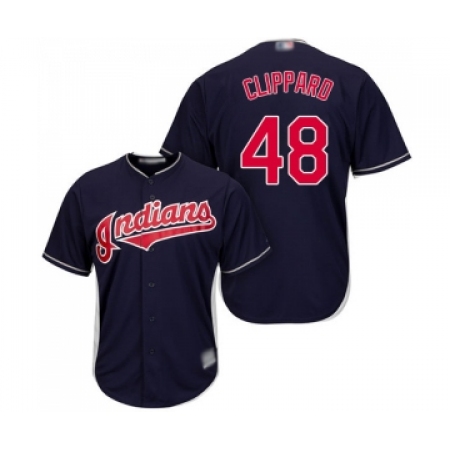 Men's Cleveland Guardians #48 Tyler Clippard Replica Navy Blue Alternate 1 Cool Base Baseball Jersey
