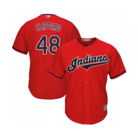 Men's Cleveland Guardians #48 Tyler Clippard Replica Scarlet Alternate 2 Cool Base Baseball Jersey