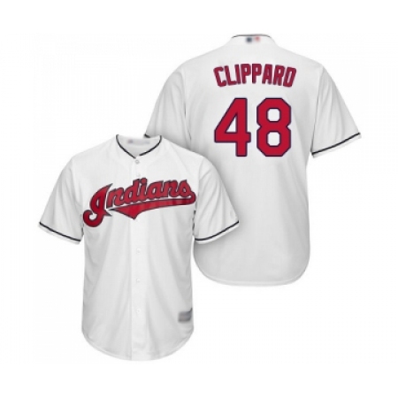Men's Cleveland Guardians #48 Tyler Clippard Replica White Home Cool Base Baseball Jersey
