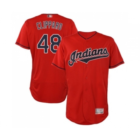 Men's Cleveland Guardians #48 Tyler Clippard Scarlet Alternate Flex Base Authentic Collection Baseball Jersey