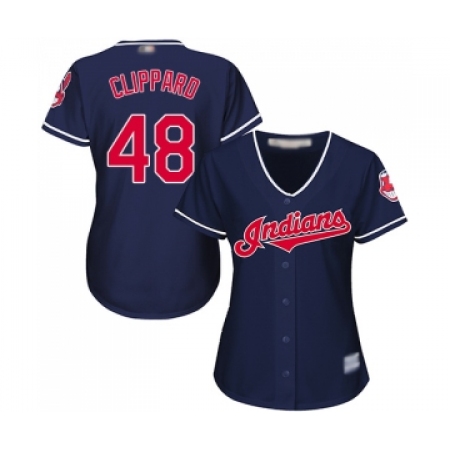 Women's Cleveland Guardians #48 Tyler Clippard Replica Navy Blue Alternate 1 Cool Base Baseball Jersey