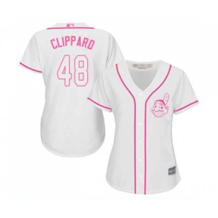Women's Cleveland Guardians #48 Tyler Clippard Replica White Fashion Cool Base Baseball Jersey