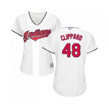 Women's Cleveland Guardians #48 Tyler Clippard Replica White Home Cool Base Baseball Jersey