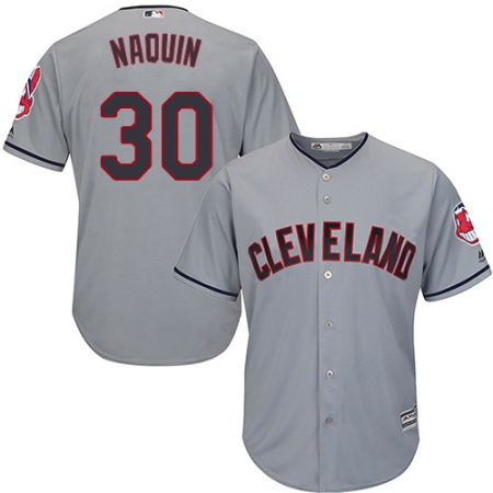Youth Majestic Cleveland Guardians #30 Tyler Naquin Replica Grey Road Cool Base MLB Jersey