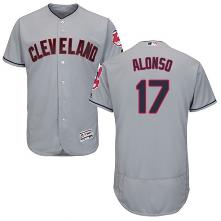 Men's Majestic Cleveland Guardians #17 Yonder Alonso Grey Road Flex Base Authentic Collection MLB Jersey