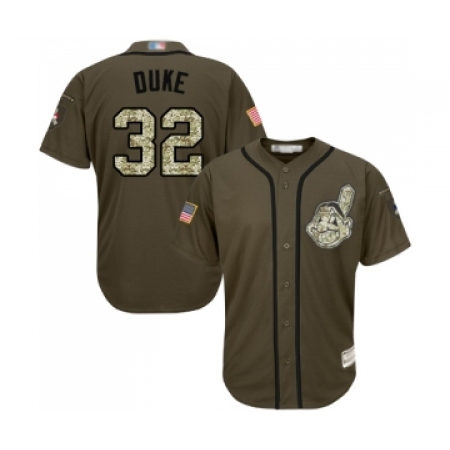 Youth Cleveland Guardians #32 Zach Duke Authentic Green Salute to Service Baseball Jersey